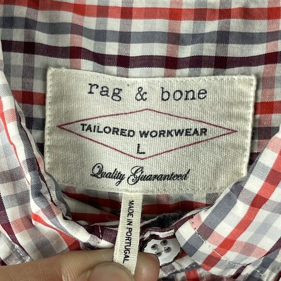 Rag Bone Tailored Workwear Shirt Mens Large Plaid Button Down Long Sleeve - Picture 6 of 16